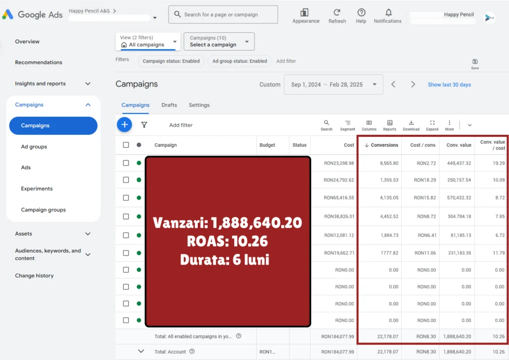 Google Ads ROAS 10.26