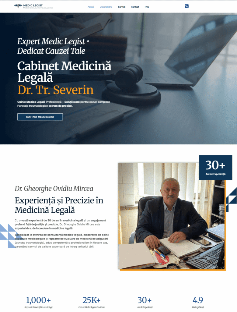 Creare site web cabinet medicina legala Timisoara – design profesional