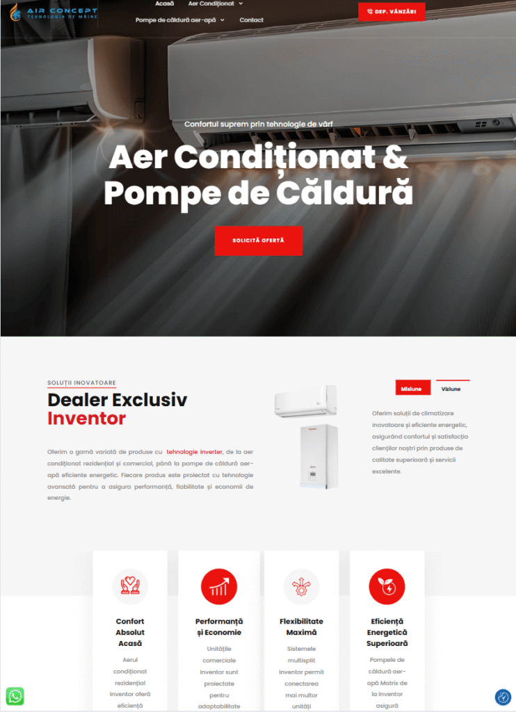 site prezentare servicii climatizare creat pentru furnizor HVAC