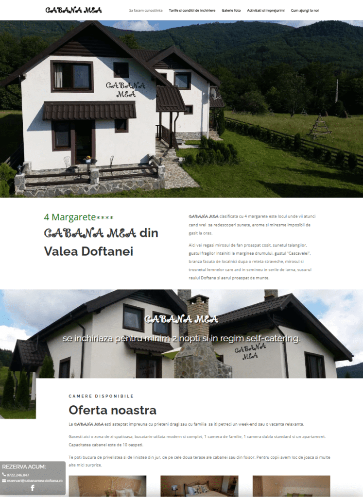 site prezentare cazare Cabana Mea Valea Doftanei realizat de Happy Pencil