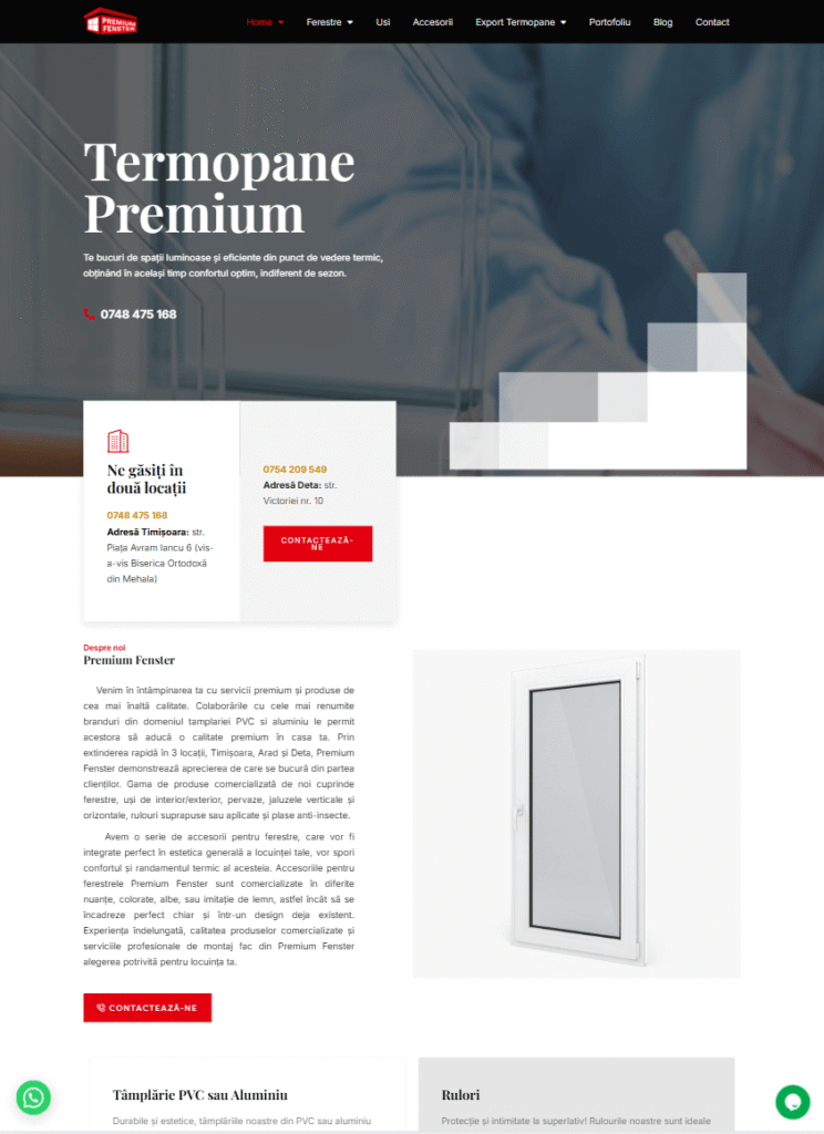 creare site prezentare termopane si ferestre premium – structura profesionala si design tehnic
